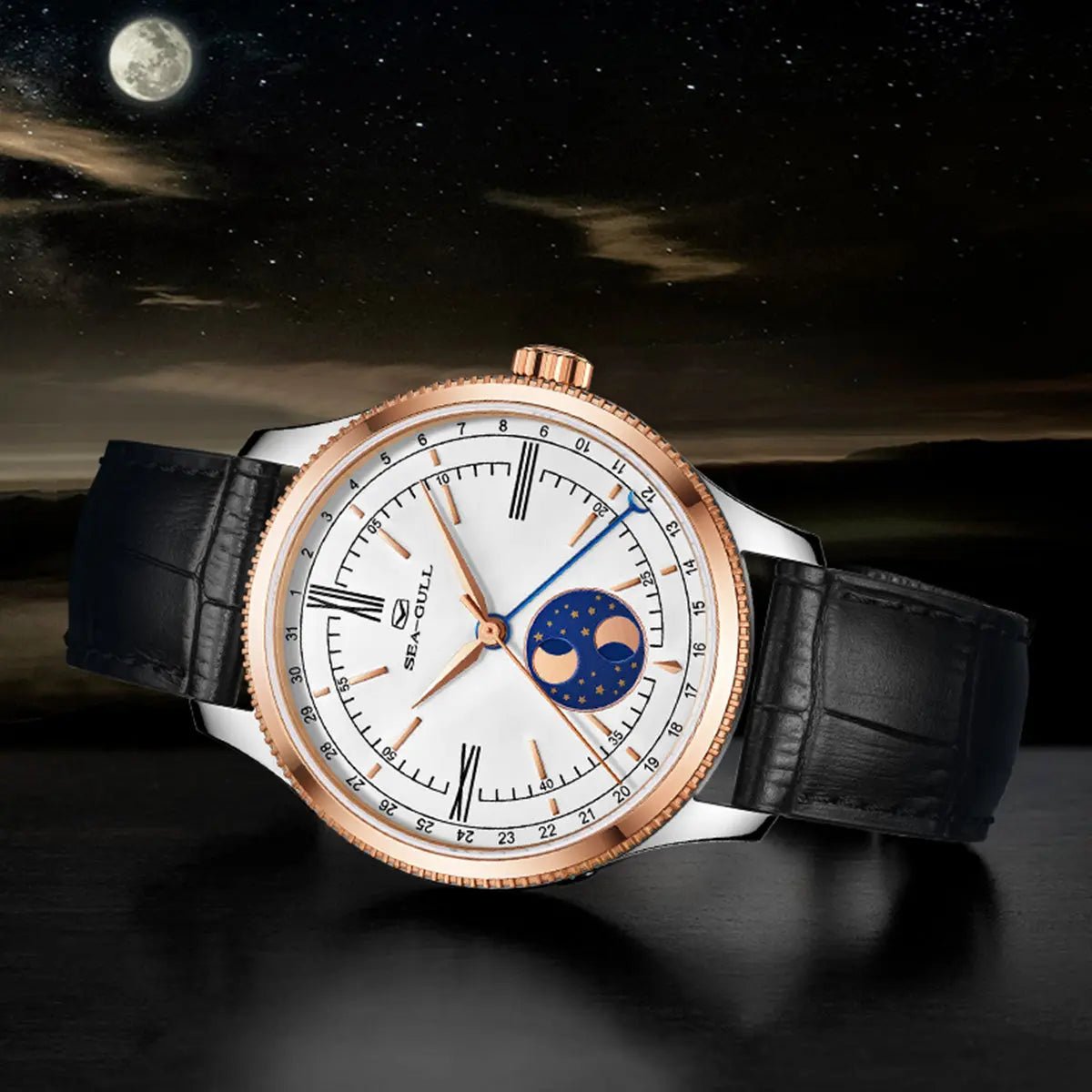 Moon Phase | Calendar | Roman Numeral | 41mm - Sea-Gull Watch Official Store