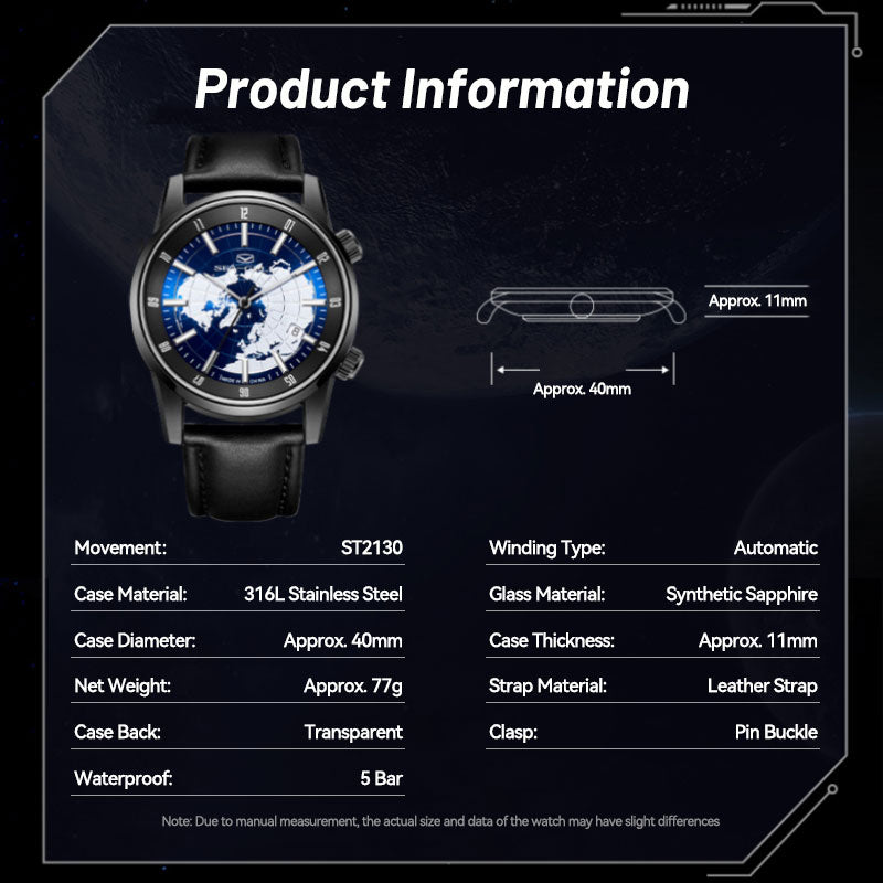 GMT | Double Fuseau Horaire | Calendrier | 40mm