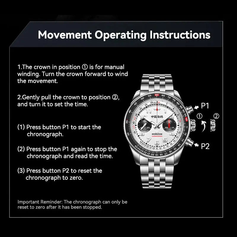 Panda Pilot | Horizon Series | Tachymeter | Chronograph | 43mm Sea-Gull