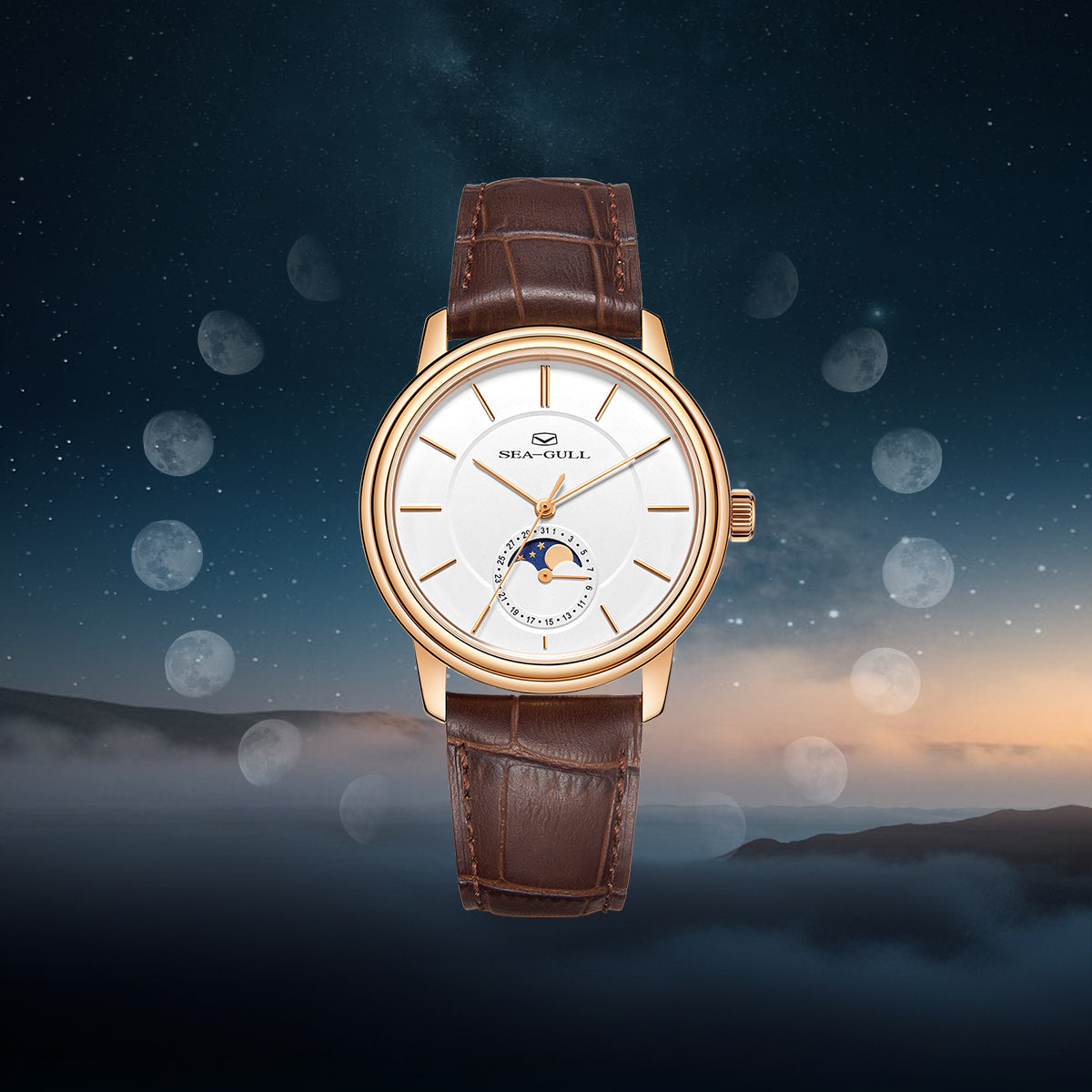 Moon Phase | Sub-dial | Business | Ultra-thin | 38mm Sea-Gull
