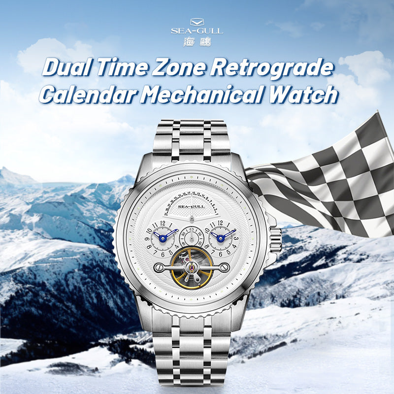 Duale Zeitzone | Retrograde Kalender | Schwungrad | 44mm