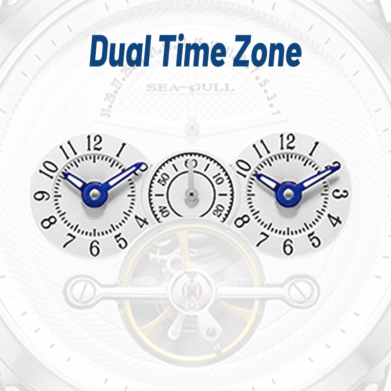Duale Zeitzone | Retrograde Kalender | Schwungrad | 44mm