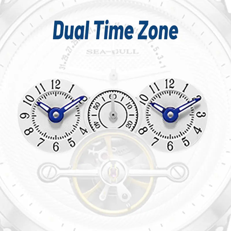 Dual Time Zone | Retrograde Calendar | Flywheel | 44mm Sea-Gull