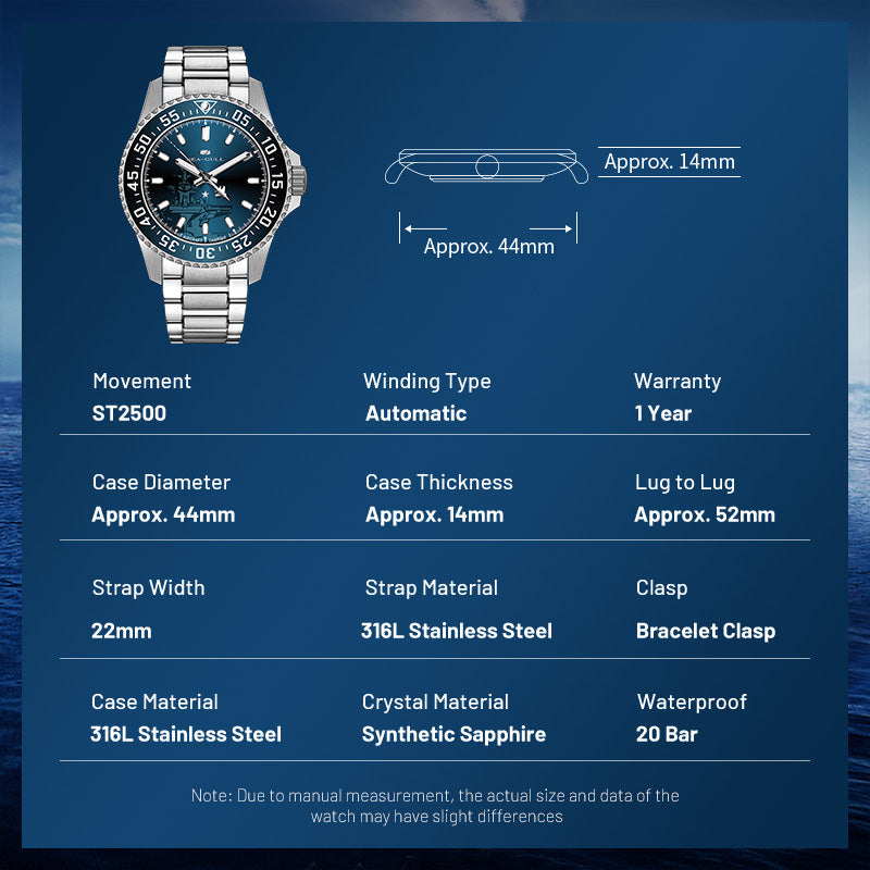 Ocean Series | 200M Waterproof | Dive Watch | 44mm Sea-Gull