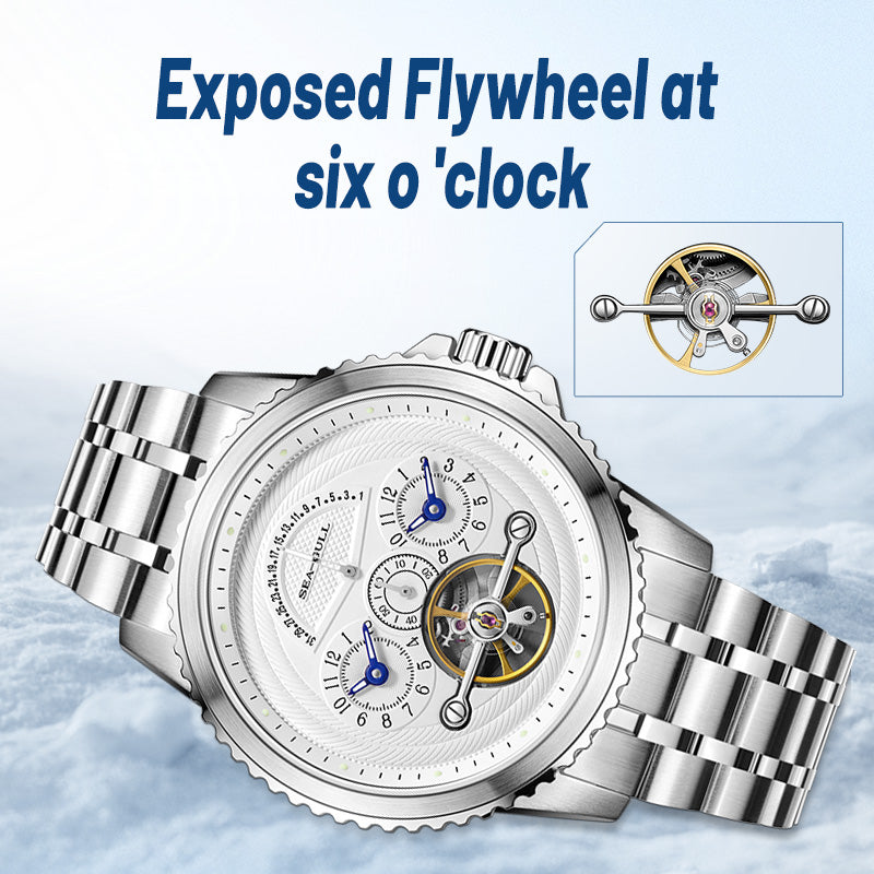 Dual Time Zone | Retrograde Calendar | Flywheel | 44mm Sea-Gull