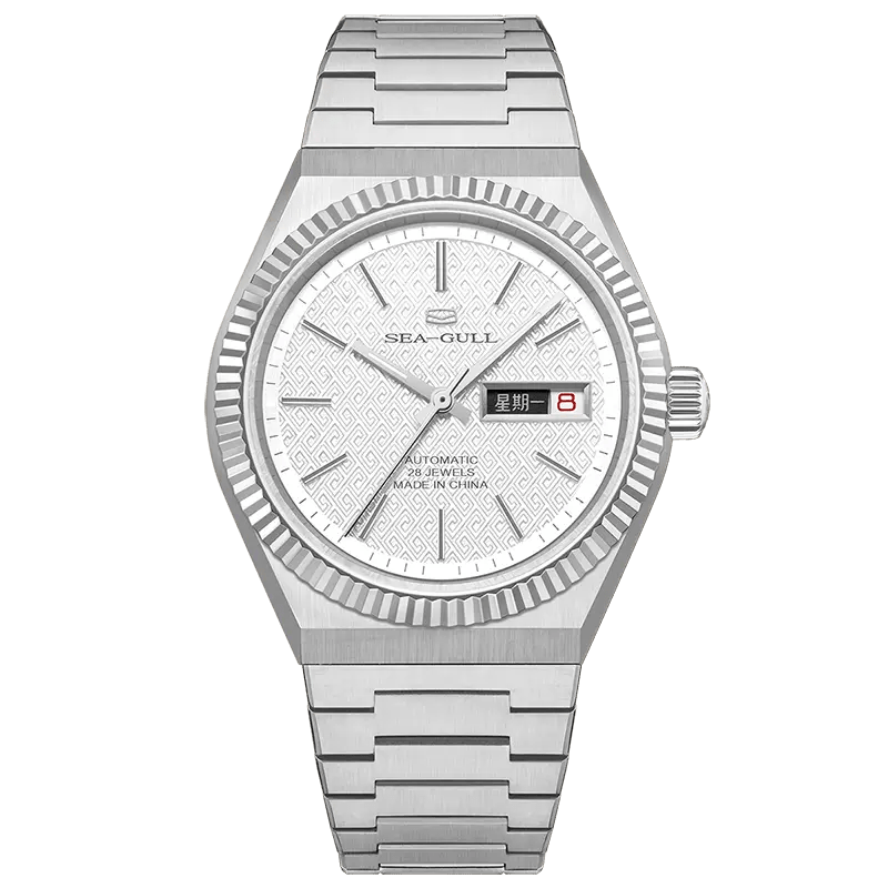 Reissue | Fluted Bezel | Day-Date Display | Ancient Cloud Motif Dial | 38mm - Sea-Gull Watch Official Store