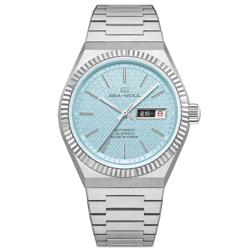Reissue | Fluted Bezel | Day-Date Display | Ancient Cloud Motif Dial | 38mm - Sea-Gull Watch Official Store