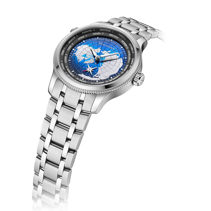 GMT Watch | World Time | Sub Second Dial | 41mm Sea-Gull