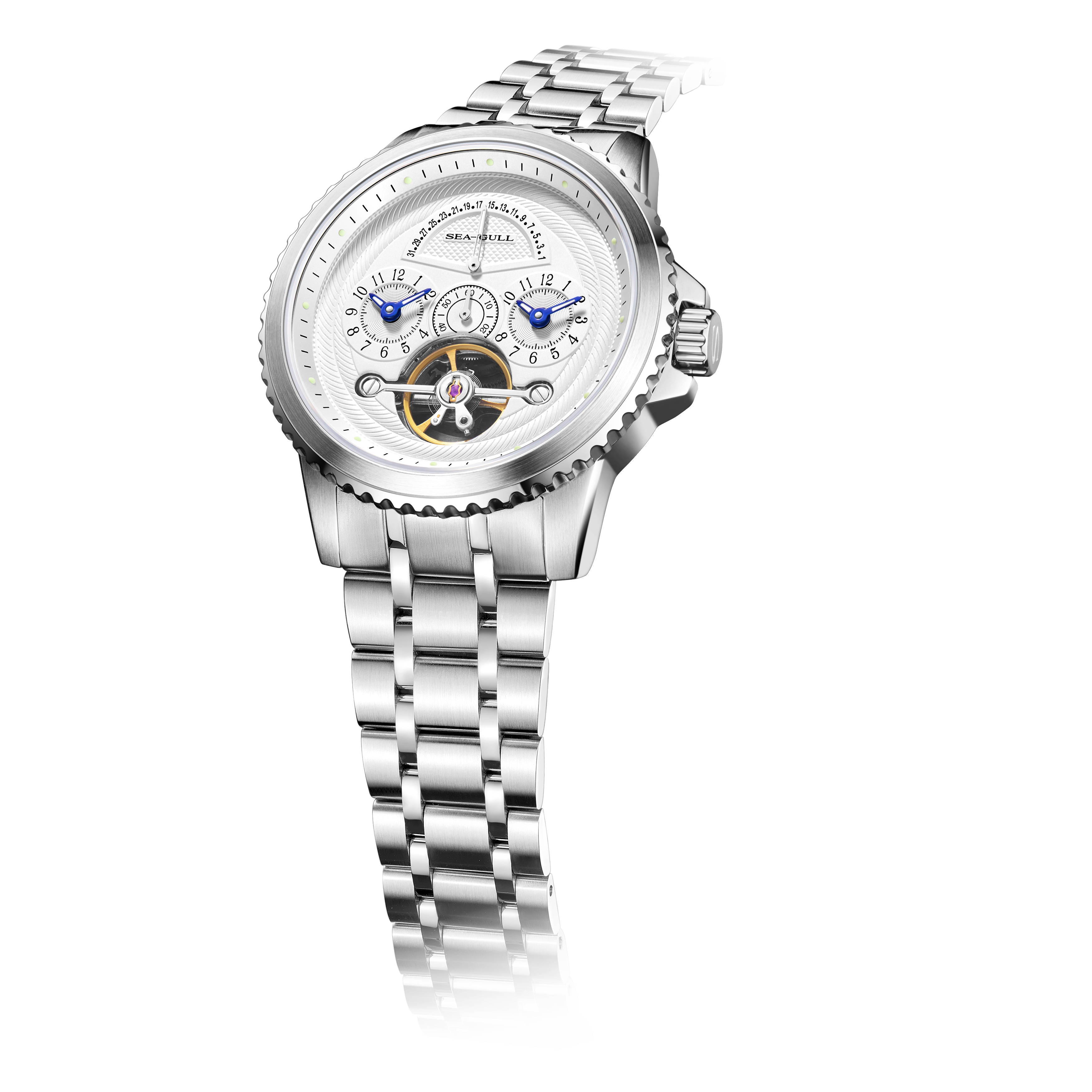 Duale Zeitzone | Retrograde Kalender | Schwungrad | 44mm