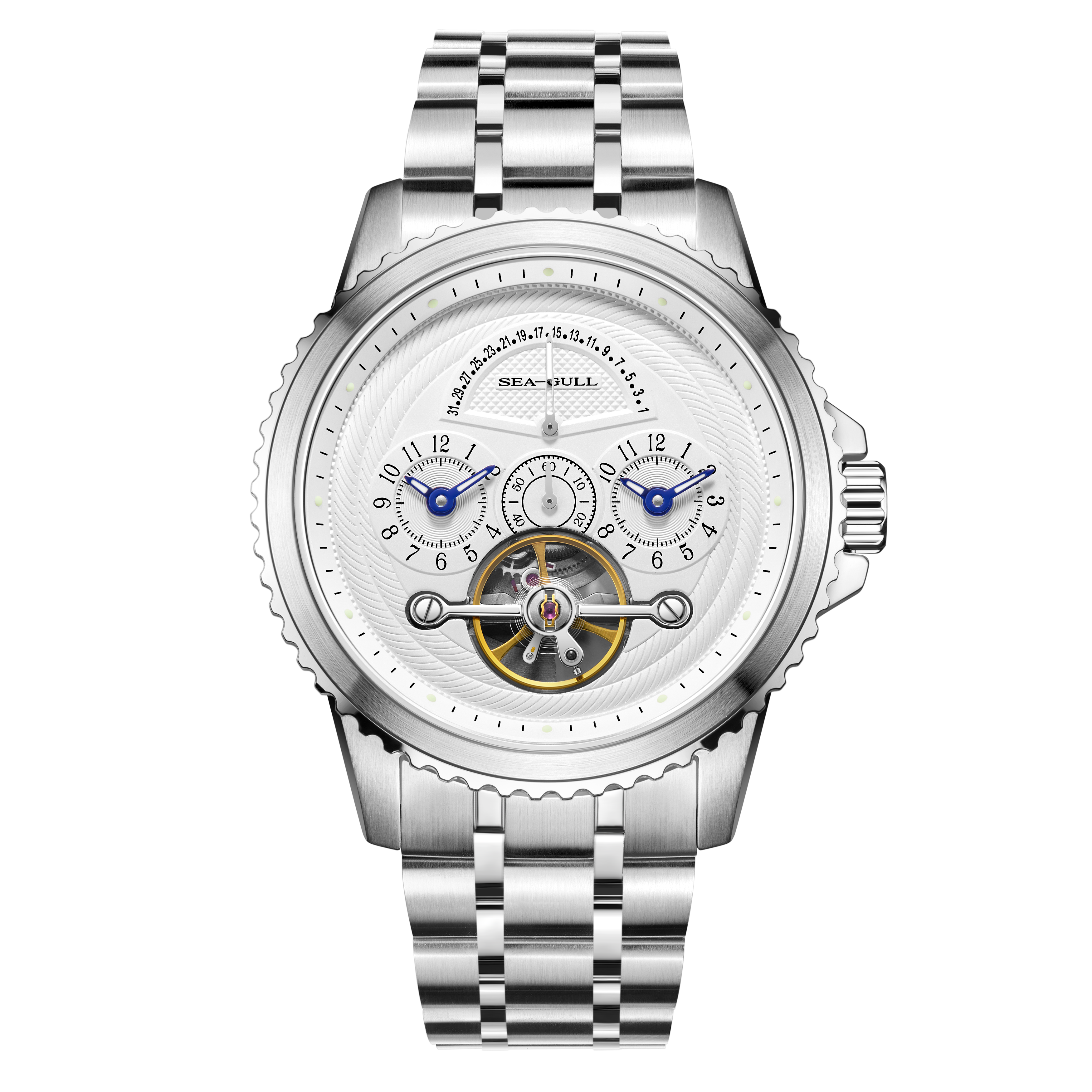 Duale Zeitzone | Retrograde Kalender | Schwungrad | 44mm