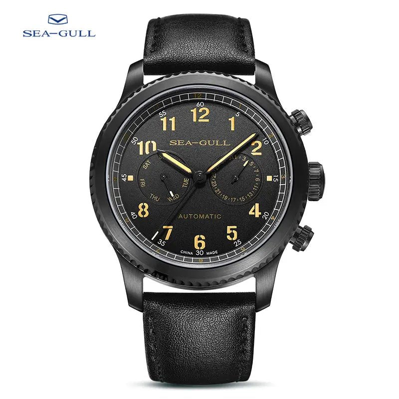 Pilot | Calendrier complet | Bracelet en cuir | 43 mm Sea-Gull