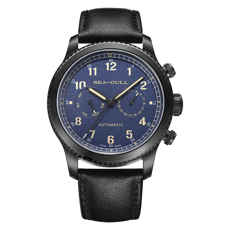 Pilot | Calendrier complet | Bracelet en cuir | 43 mm Sea-Gull