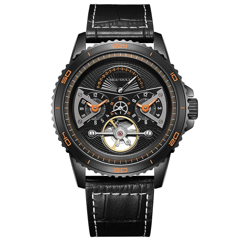 Seagull Dual Time Zone Retrograde Calendar Flywheel Men's