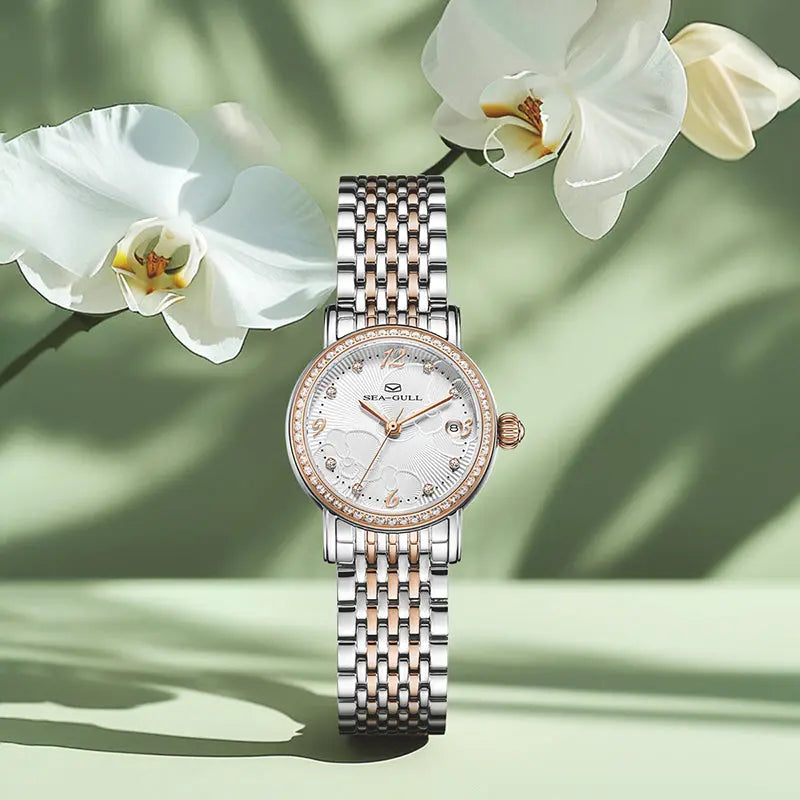 Flower Dial | Calendar | Moth Orchids Pattern | 27mm Sea-Gull