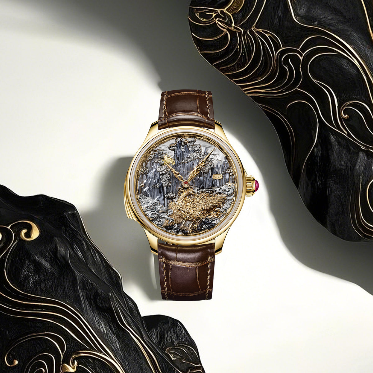 Tourbillon | Three-Legged Golden Crow | Minute Repeater | Gold-Engraved | Automaton | 46mm Sea-Gull