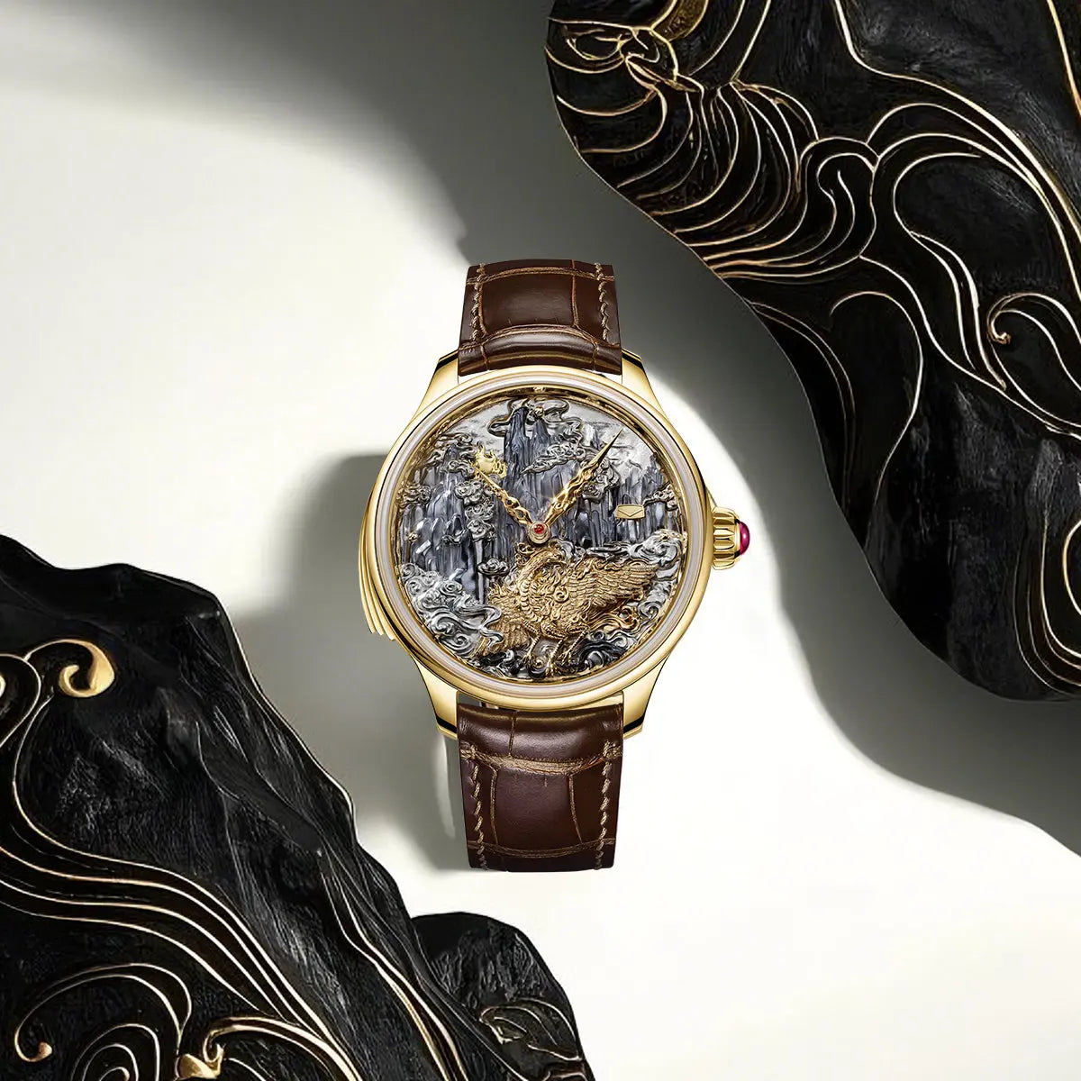 Tourbillon | Three-Legged Golden Crow | Minute Repeater | Gold-Engraved | Automaton | 46mm Sea-Gull