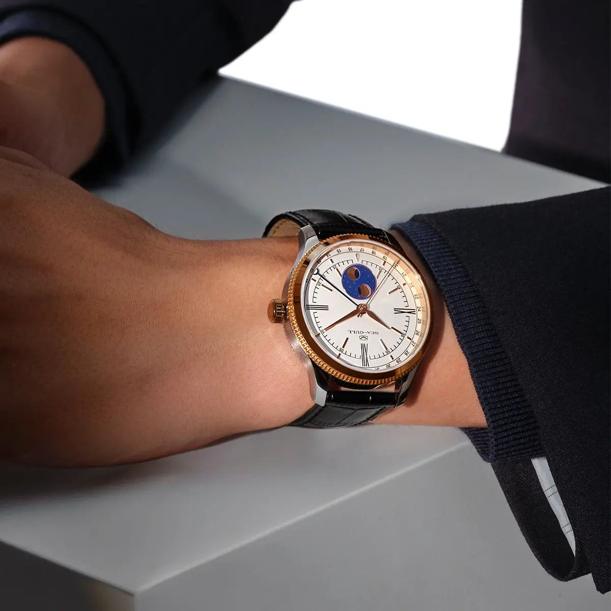 Moon Phase | Calendar | Roman Numeral | 41mm Sea-Gull