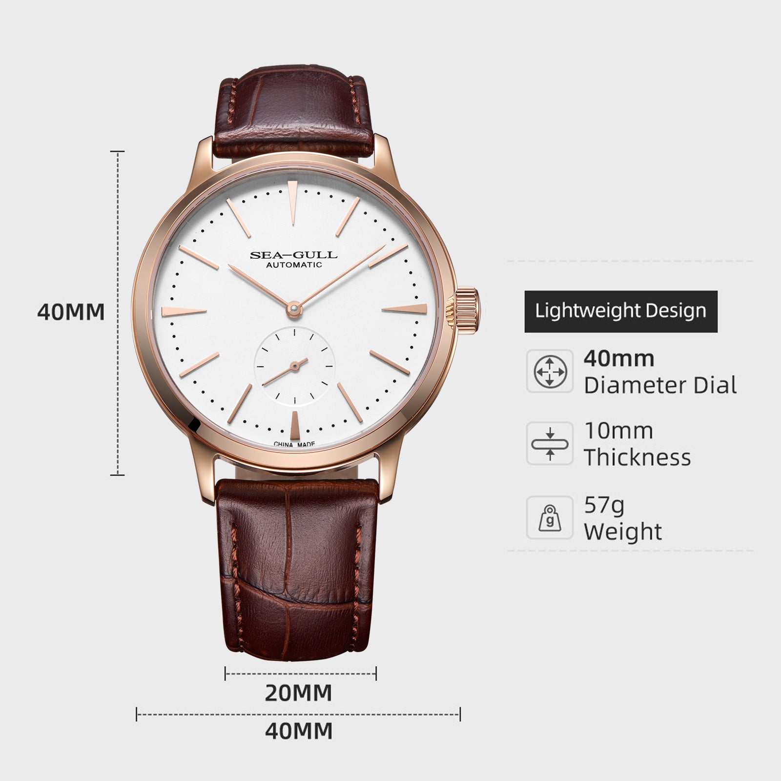 Small Triple Hands | Business | Seconds Sub-dial | 40mm - Sea-Gull Watch Official Store