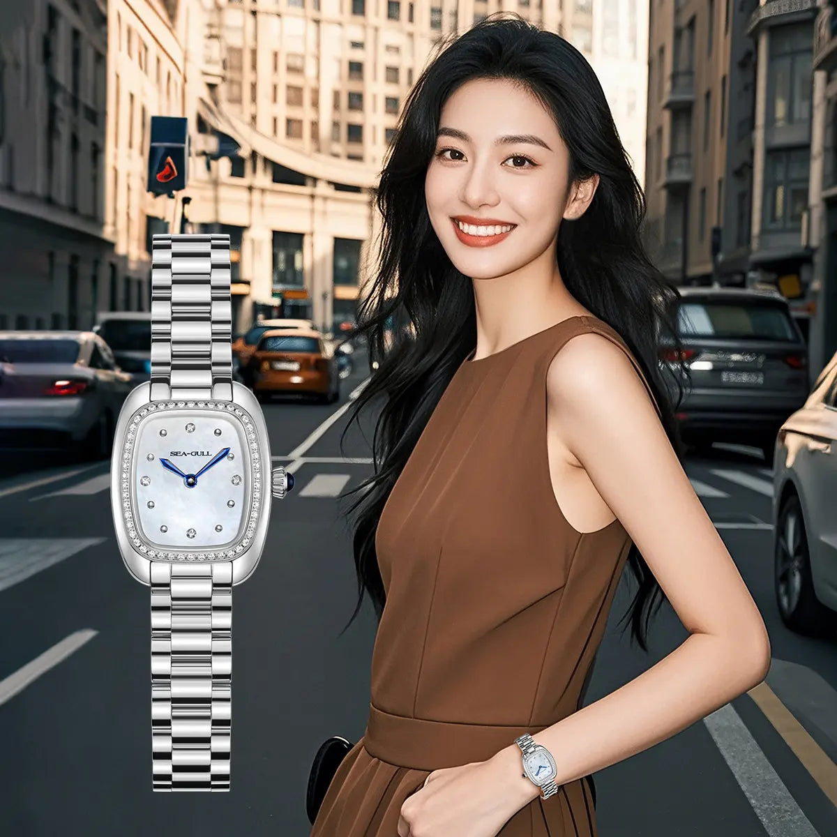 Time for Her Series | Mocha Retro | Quartz Movement | Square | 30mm Sea-Gull