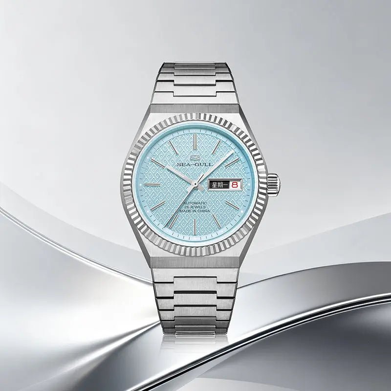 Reissue | Fluted Bezel | Day-Date Display | Ancient Cloud Motif Dial | 38mm - Sea-Gull Watch Official Store