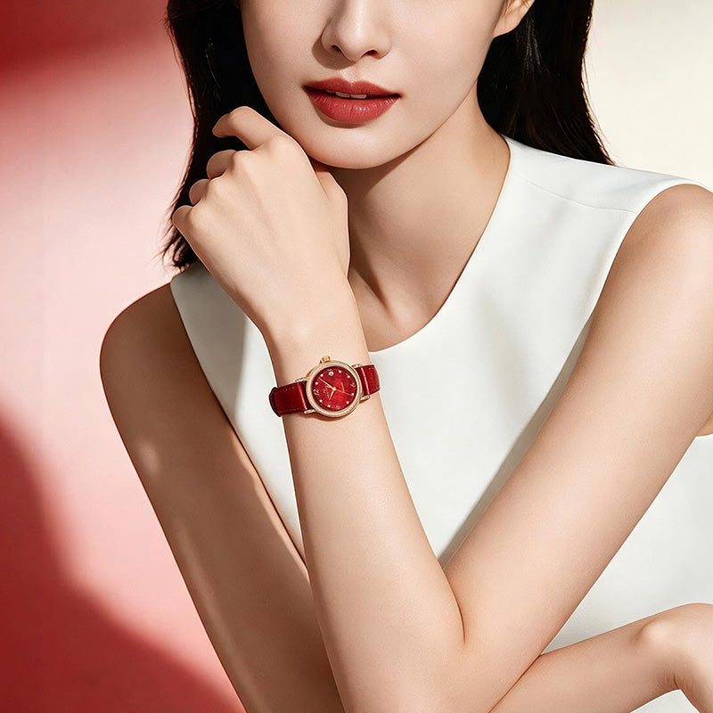 Red Mother-of-Pearl Dial | Small Dial Automatic Lady Watch | 27mm