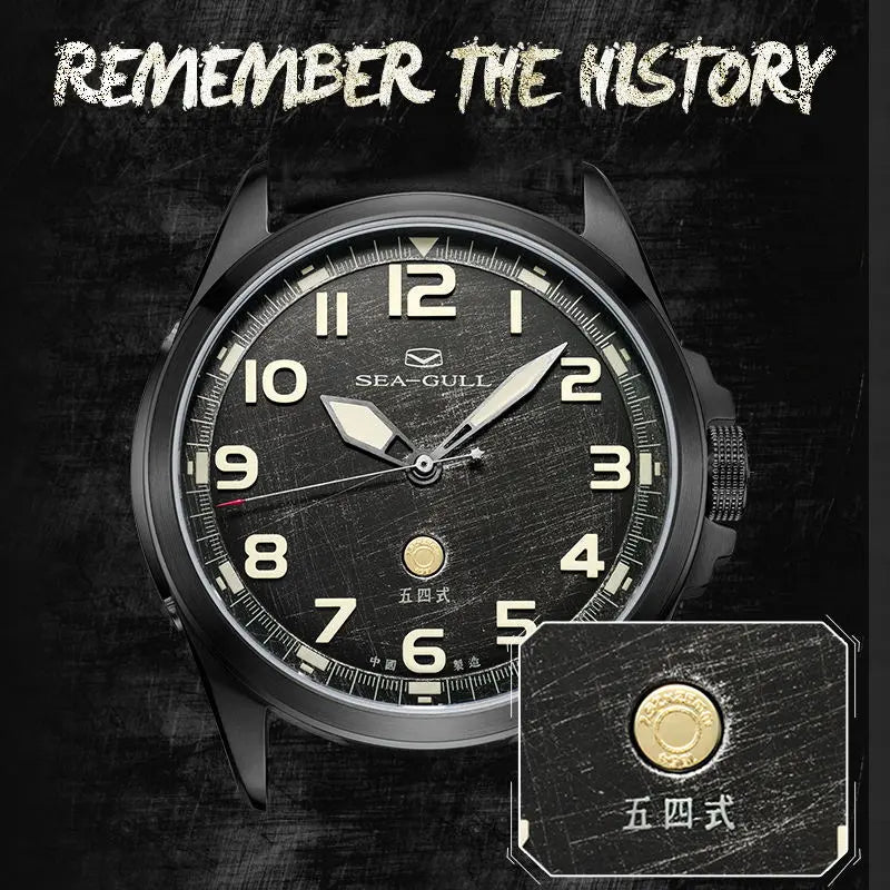 Vintage | Military Watch | Luminous | 100m Waterproof | Pilot | 43mm Sea-Gull