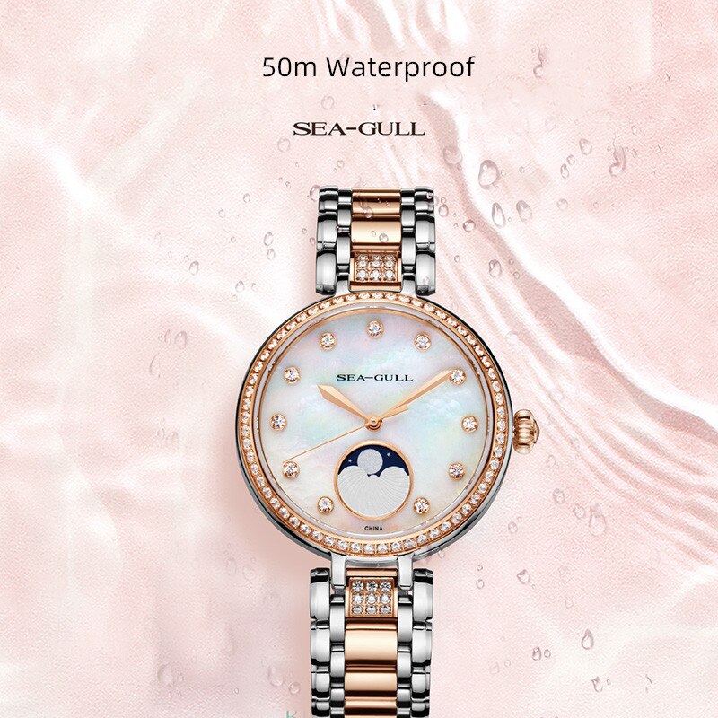 Mother-of-Pearl Dial | Diamond-Studded | Luxury | Moon Phase | 36.5mm Sea-Gull