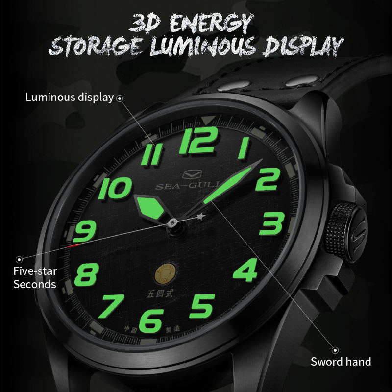 Vintage | Orologio Militare | Luminoso | 100m Impermeabile | Pilota | 43mm