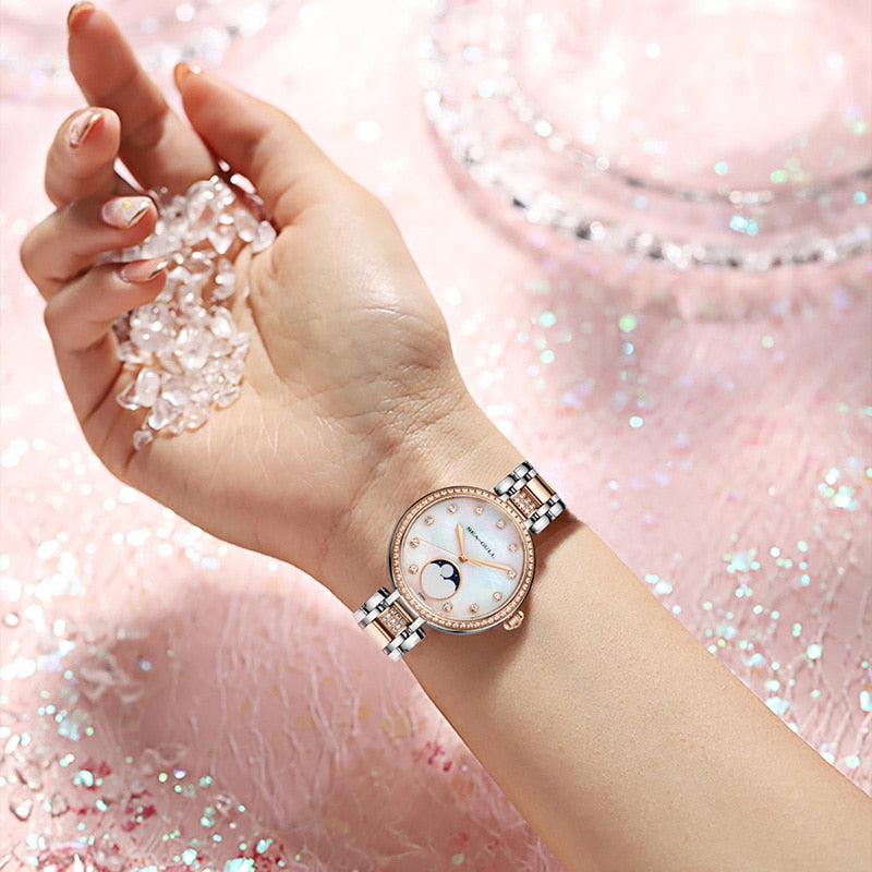 Mother-of-Pearl Dial | Diamond-Studded | Luxury | Moon Phase | 36.5mm Sea-Gull