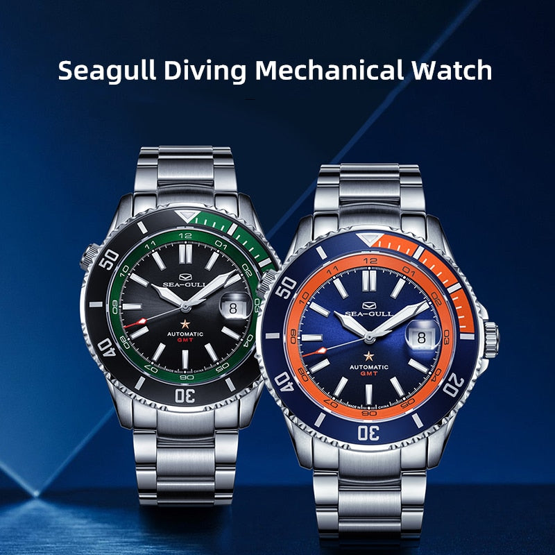Serie Oceánica | Doble Zona Horaria | GMT | 200M Impermeable | Luminiscente | Calendario | 43.5mm