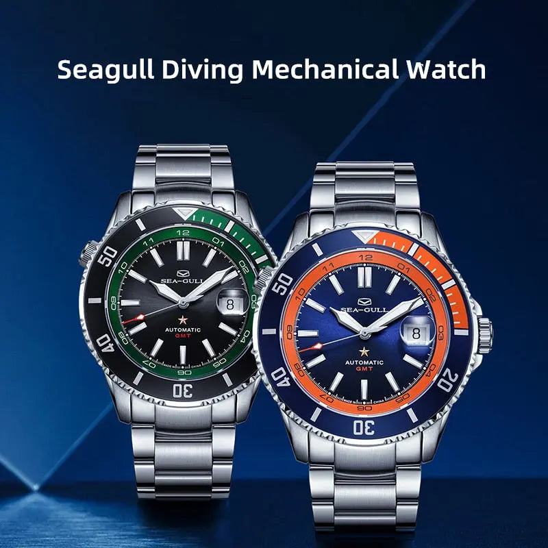 Ocean Series | Dual Time Zone | GMT | 200M Waterproof | Luminous | Calendar | 43.5mm Sea-Gull