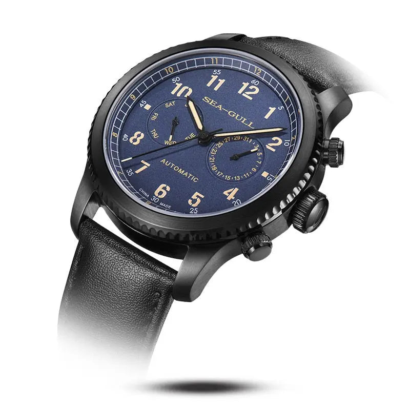Pilot | Complete Calendar | Leather Strap | 43mm Sea-Gull