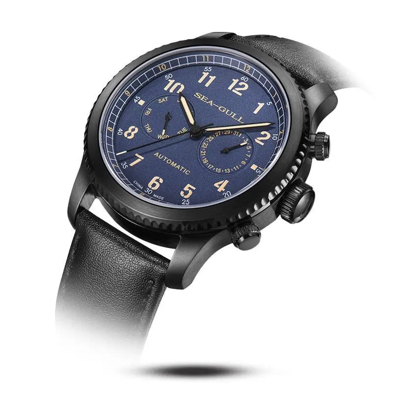 Pilot | Calendrier complet | Bracelet en cuir | 43 mm Sea-Gull