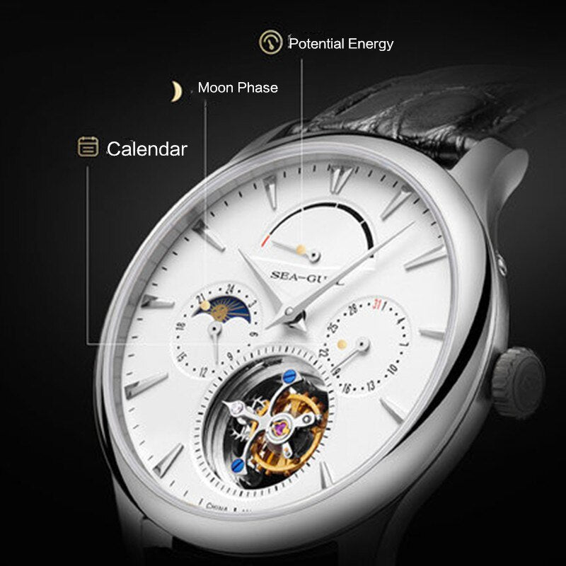 Tourbillon | Moon Phase | Complete Calendar | Energy Indicator | 41mm Sea-Gull