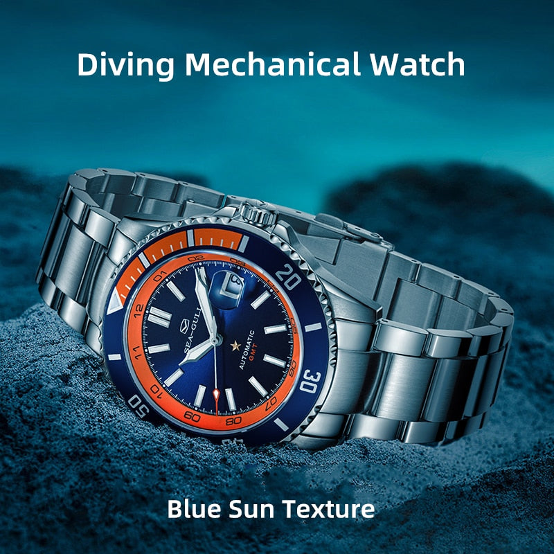 Serie Oceánica | Doble Zona Horaria | GMT | 200M Impermeable | Luminiscente | Calendario | 43.5mm