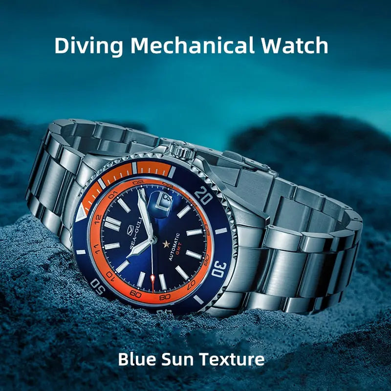 Ocean Series | Dual Time Zone | GMT | 200M Waterproof | Luminous | Calendar | 43.5mm Sea-Gull