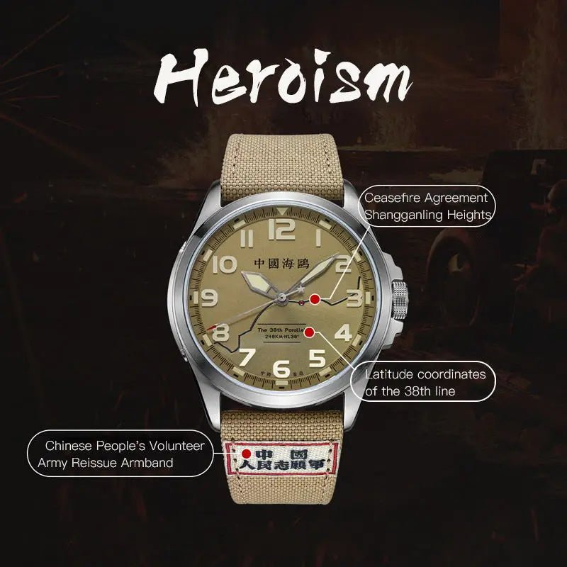 Montre militaire | Édition coffret cadeau commémoratif | Collaboration Changjin Lake | Lumineuse | 43 mm Sea-Gull