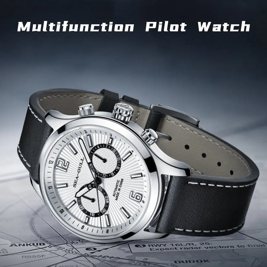 Dual Time Zone | GMT | Pilot | Panda Eye | Luminous | Calendar | 42mm Sea-Gull
