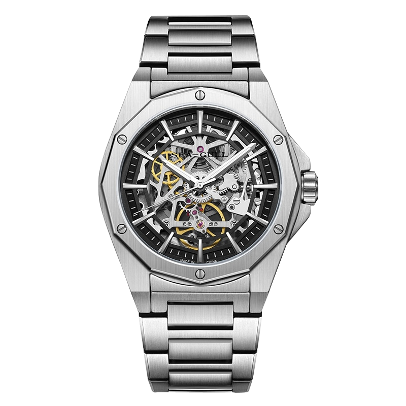 Série Edge | Squelette | Bracelet en acier inoxydable | 42mm