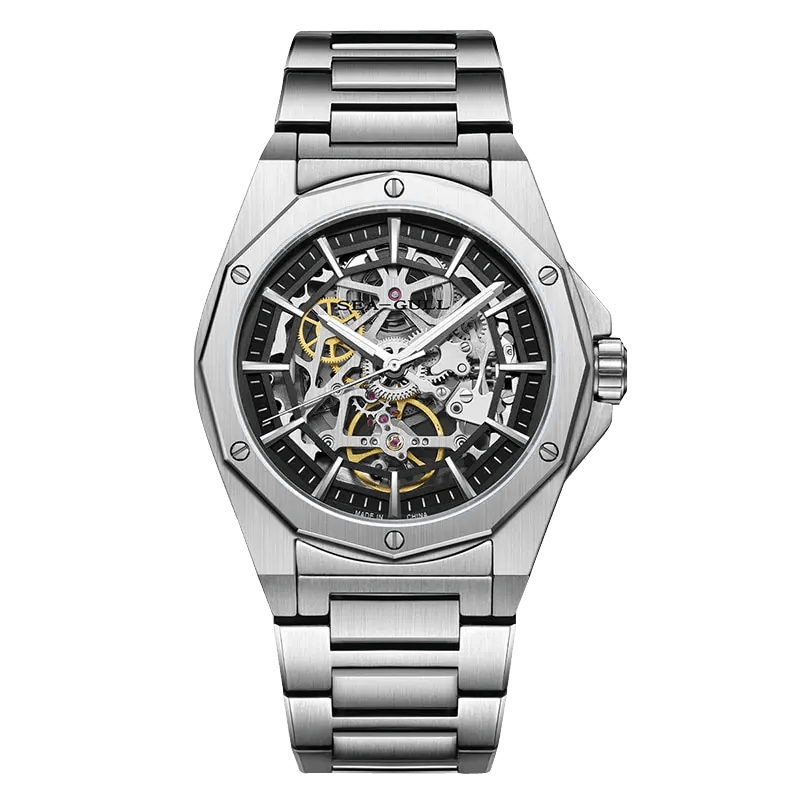 Série Edge | Squelette | Bracelet en acier inoxydable | 42 mm Sea-Gull