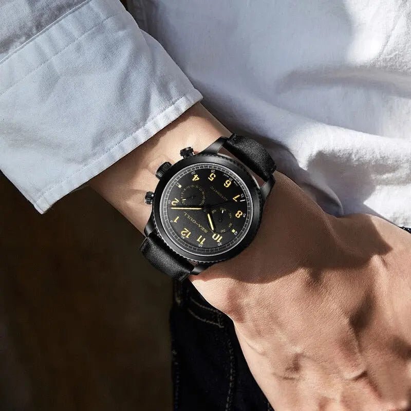 Pilot | Calendrier complet | Bracelet en cuir | 43 mm Sea-Gull