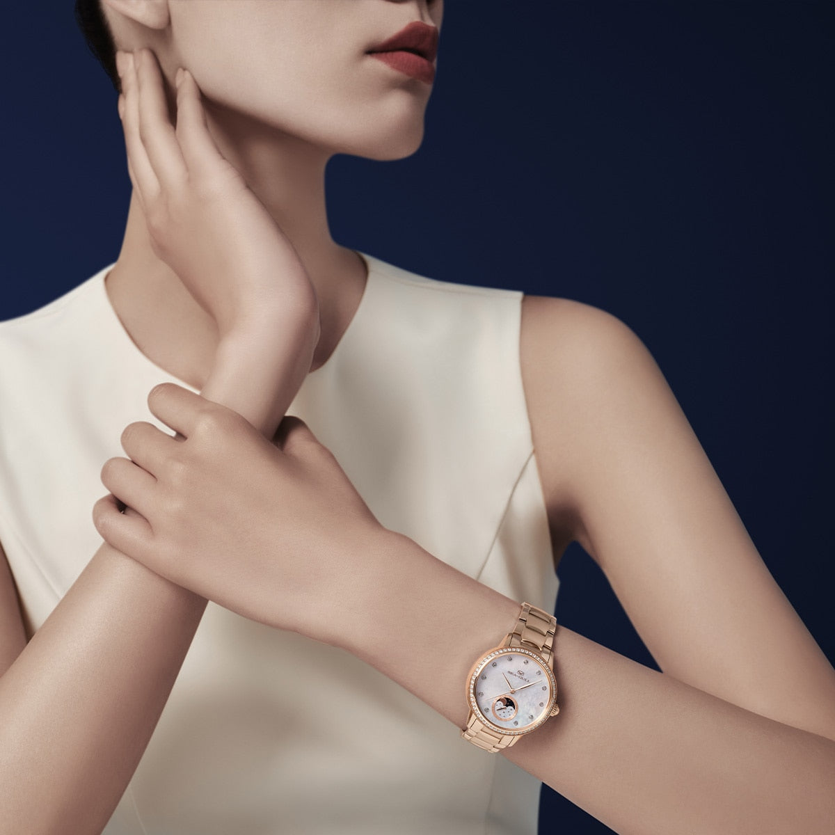 Mondphase | Luxus | Retro | Perlmutt-Zifferblatt | 34mm