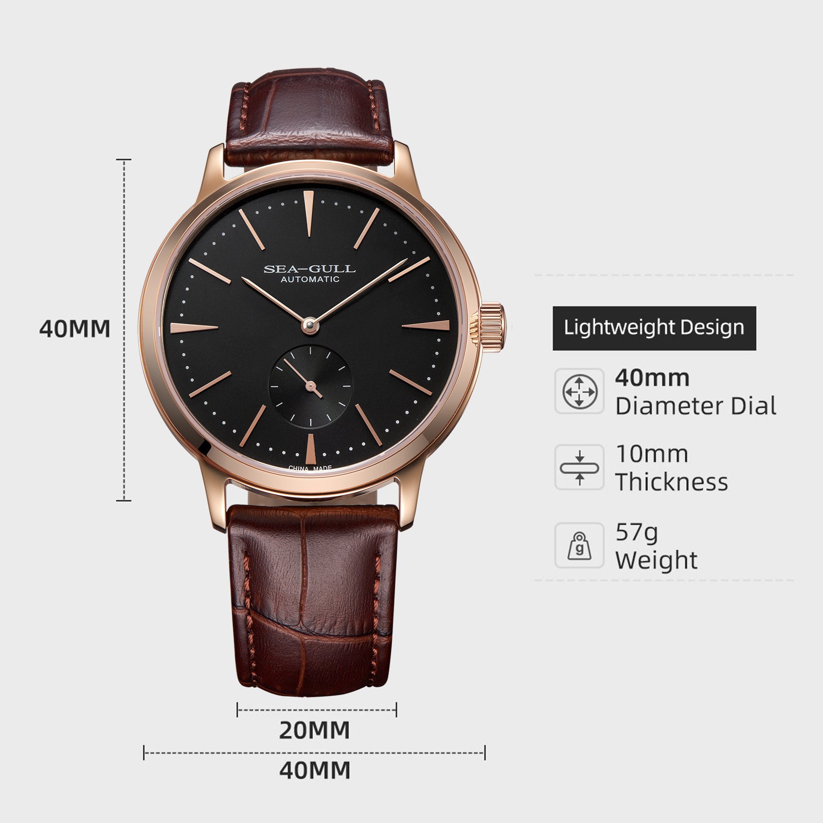Small Triple Hands | Business | Seconds Sub-dial | 40mm - Sea-Gull Watch Official Store