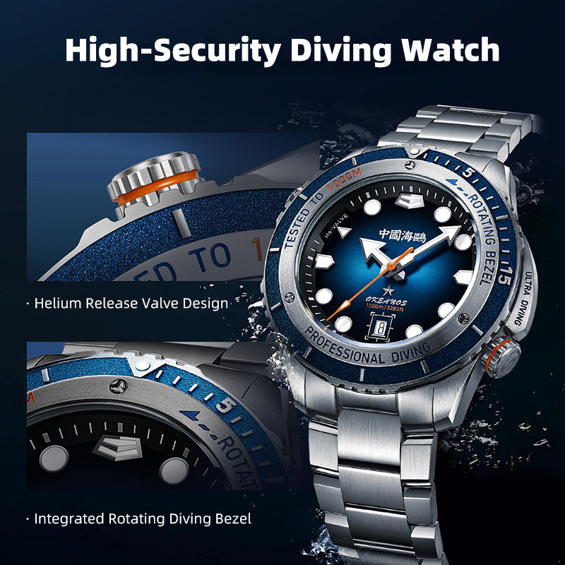 Ultra Diving Series | 1000M Waterproof  | Helium Valve Design | Integrated Rotating Bezel | 45mm