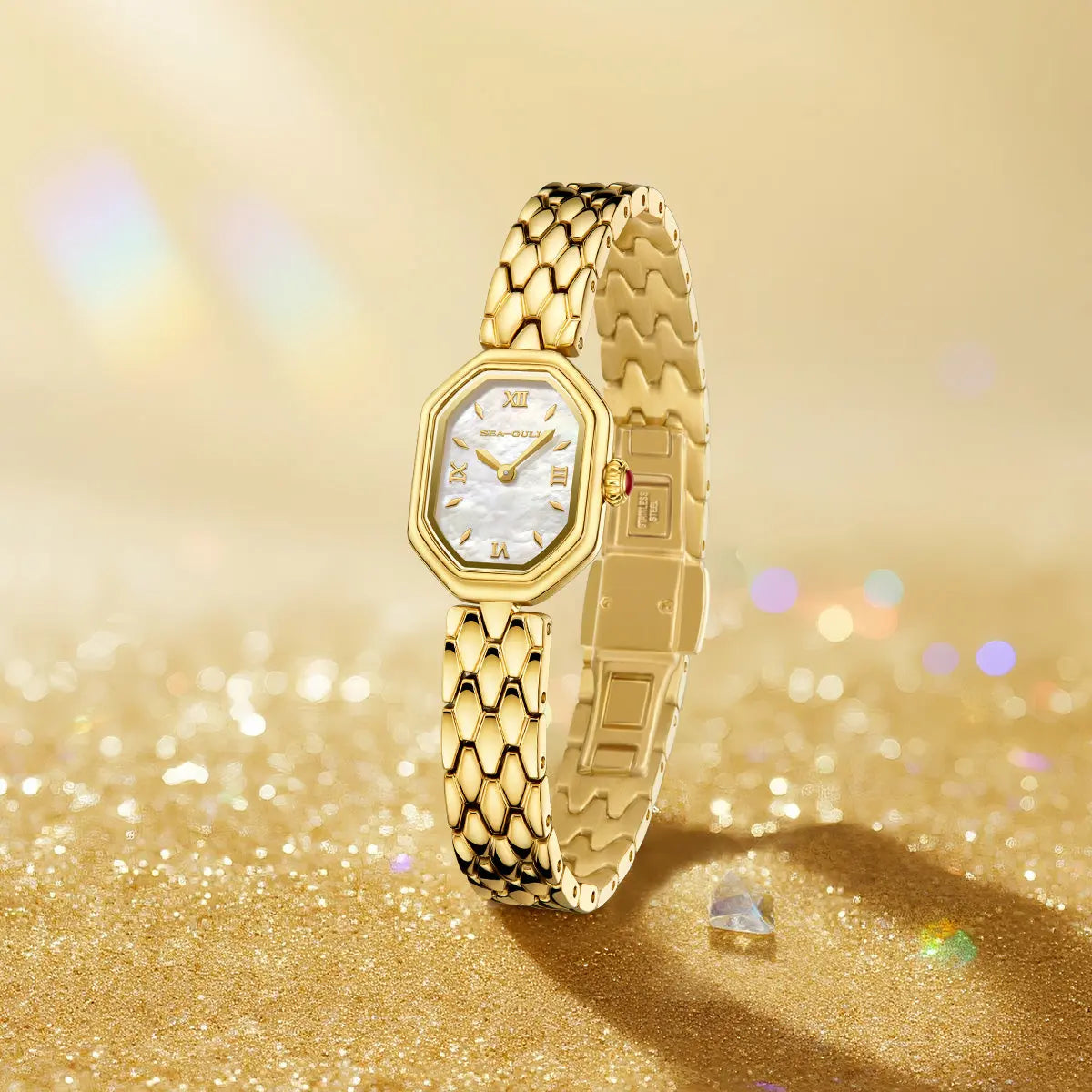 Octagonal | Slim | Quartz Movement | Mother-of-pearl dial | 24mm Sea-Gull