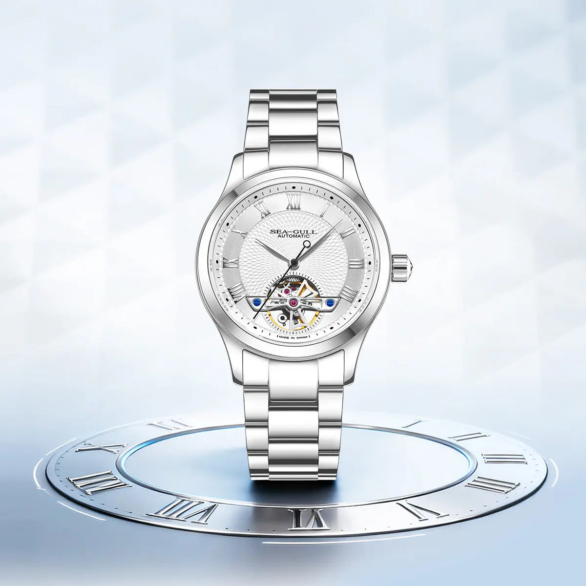 Sea-Gull Flywheel Watch | Guilloché Dial & Roman Numerals | 39mm