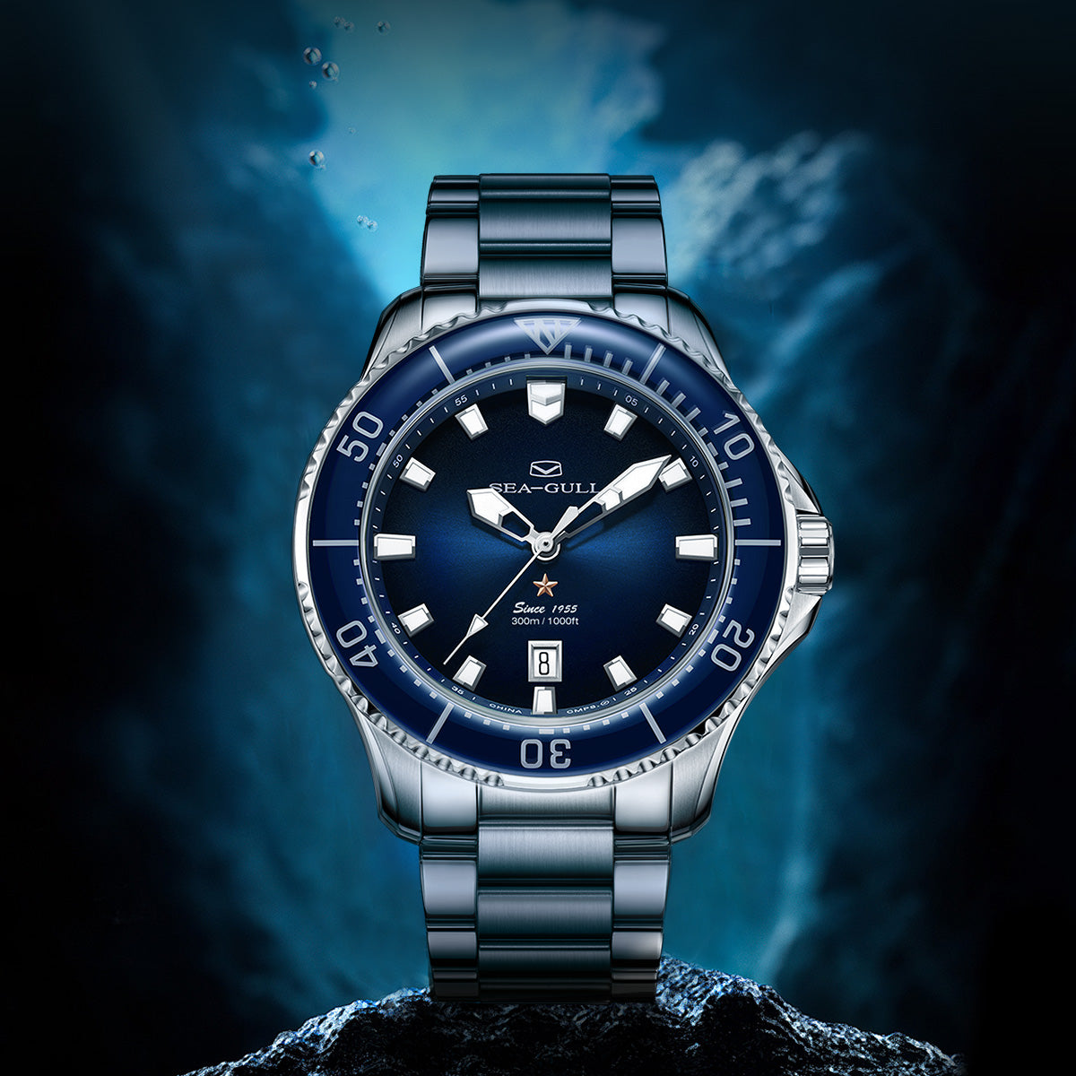 Sumérgete | Serie Oceánica | 300M Impermeable | Luminiscente | Calendario | 44mm