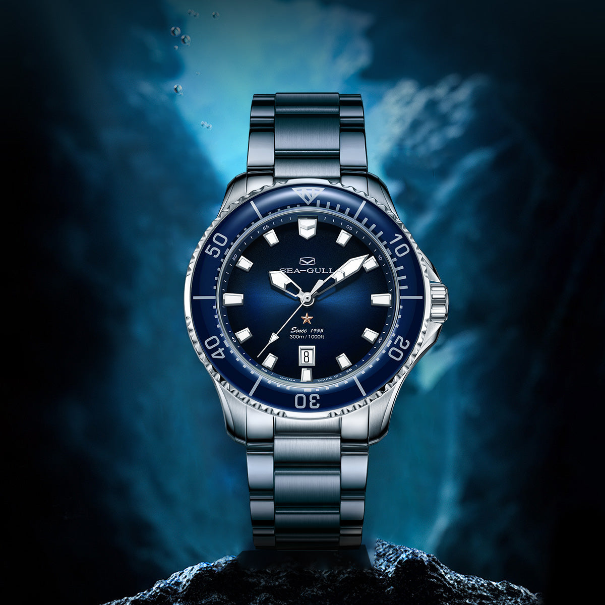 Ocean Series PRO | 300M Impermeabile | Immersione | Luminoso | Calendario | 41mm