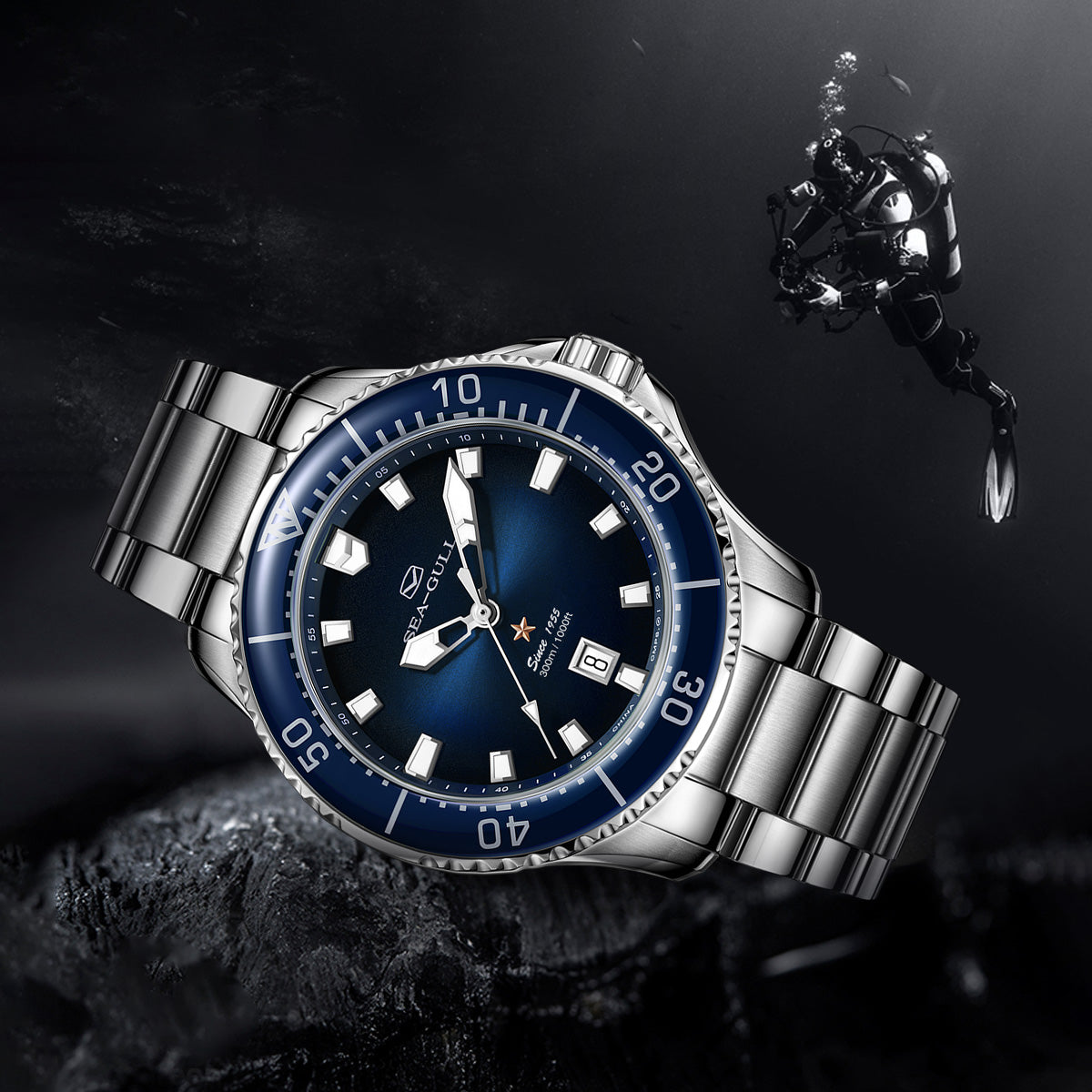 Sumérgete | Serie Oceánica | 300M Impermeable | Luminiscente | Calendario | 44mm
