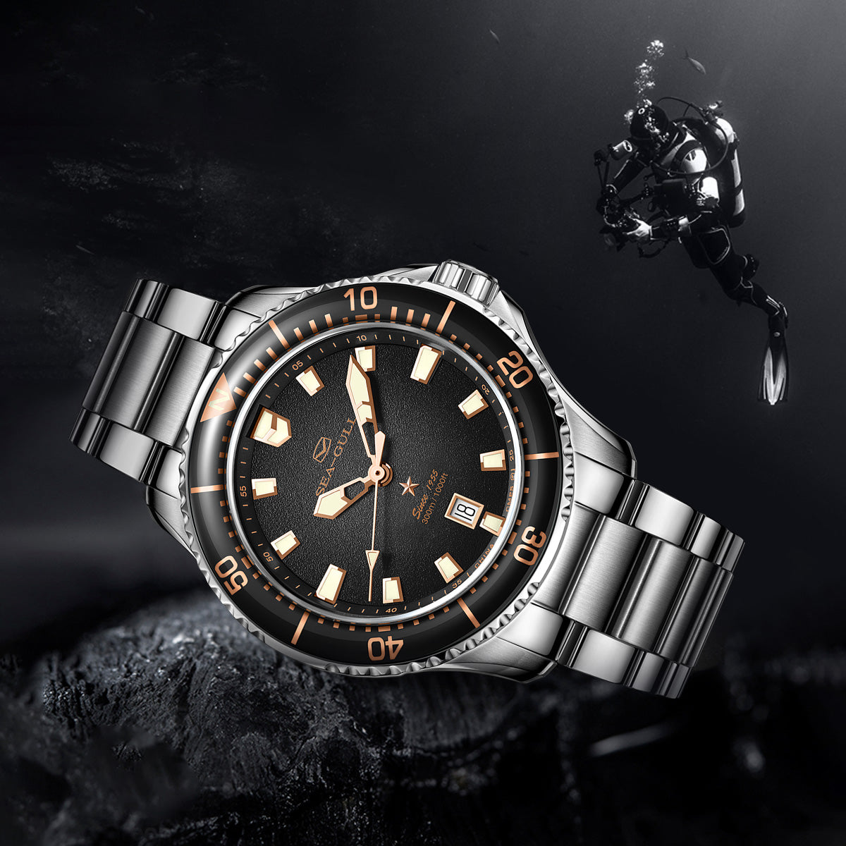 Sumérgete | Serie Oceánica | 300M Impermeable | Luminiscente | Calendario | 44mm